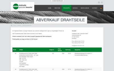 Abverkaufsliste Drahtseile